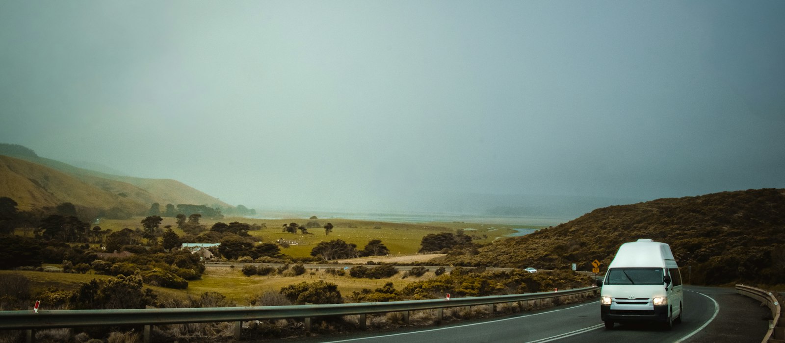 Bus on a scenic highway